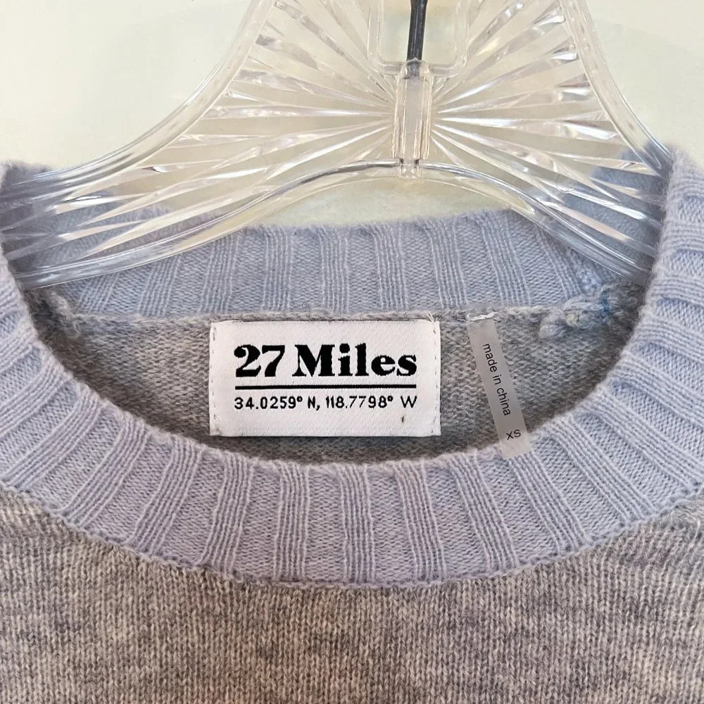 27 Miles Malibu 100% Cashmere Striped Crew Neck Lightweight Designer Sweater XS - Picture 4 of 8